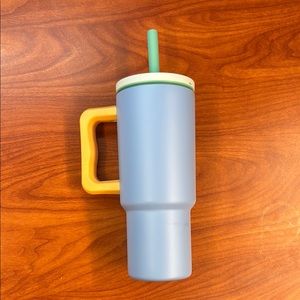 Blue Travel Mug with Yellow Handle
